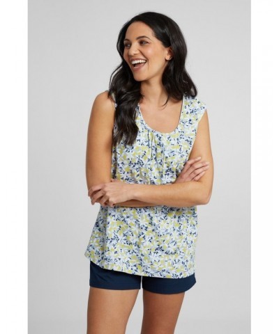 Orchid Printed Womens Tank Top Blue $11.65 Tops