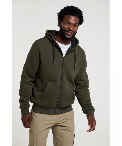 Dalton Mens Sherpa Lined Hoodie Dark Khaki $24.00 Tops