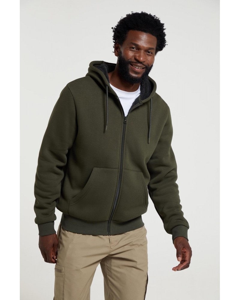 Dalton Mens Sherpa Lined Hoodie Dark Khaki $24.00 Tops