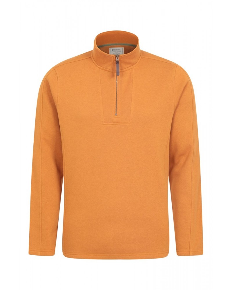 Zeta Mens Zip Neck Top Mustard $14.50 Fleece