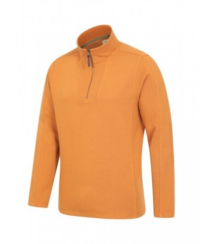 Zeta Mens Zip Neck Top Mustard $14.50 Fleece