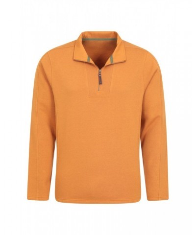 Zeta Mens Zip Neck Top Mustard $14.50 Fleece