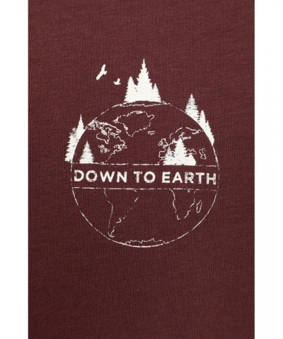 Down To Earth Mens Organic T-Shirt Burgundy $12.50 Tops