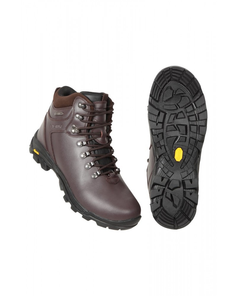 Latitude Extreme Mens Leather Waterproof Hiking Boots Brown $46.80 Footwear