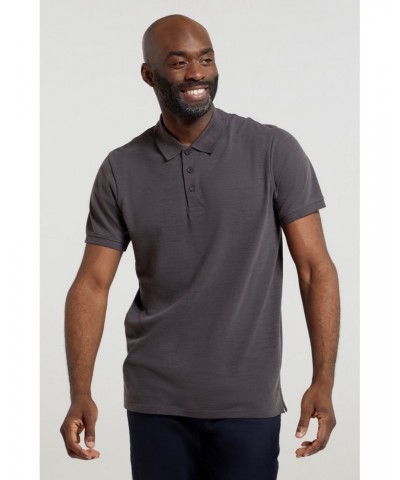 Dawnay Pique Slub Textured Mens Polo Shirt Dark Grey $13.49 Tops