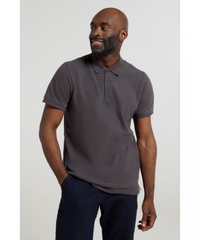 Dawnay Pique Slub Textured Mens Polo Shirt Dark Grey $13.49 Tops