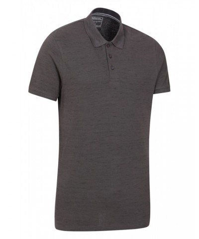 Dawnay Pique Slub Textured Mens Polo Shirt Dark Grey $13.49 Tops