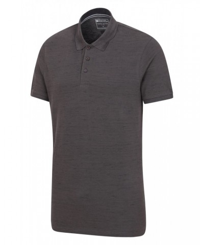 Dawnay Pique Slub Textured Mens Polo Shirt Dark Grey $13.49 Tops