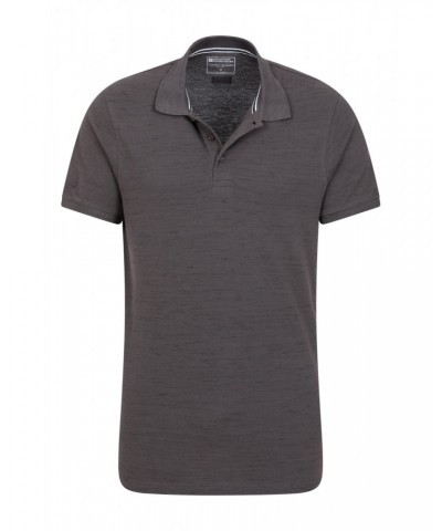 Dawnay Pique Slub Textured Mens Polo Shirt Dark Grey $13.49 Tops