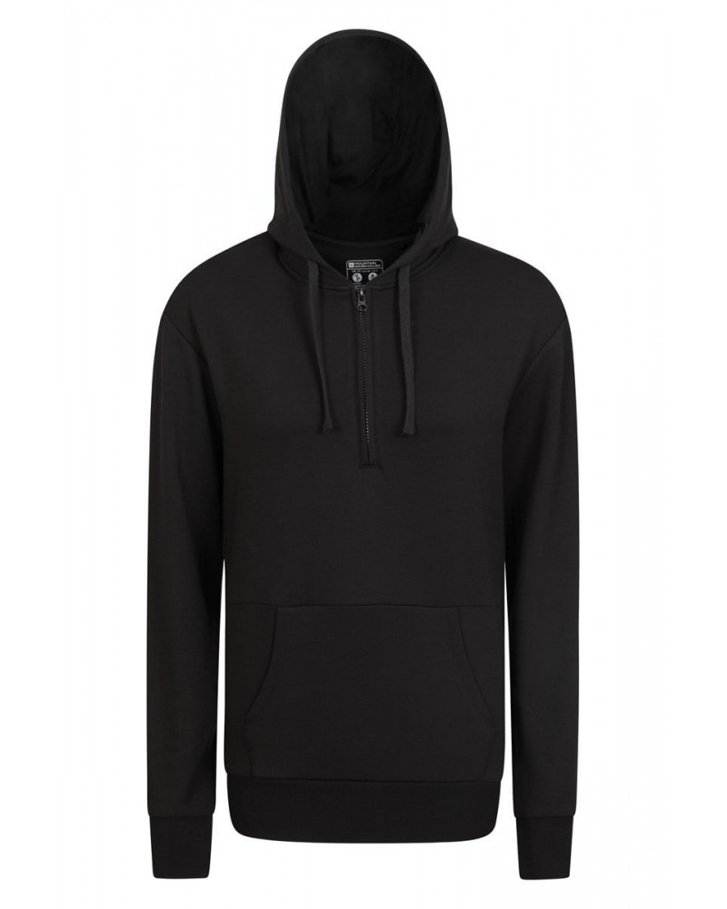 Womens Bamboo Rich Half-Zip Hoodie Black $28.08 Active