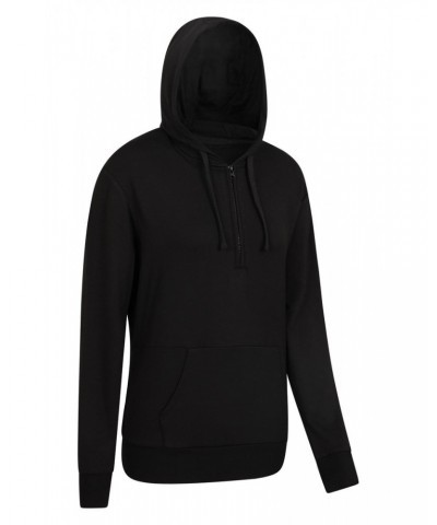 Womens Bamboo Rich Half-Zip Hoodie Black $28.08 Active