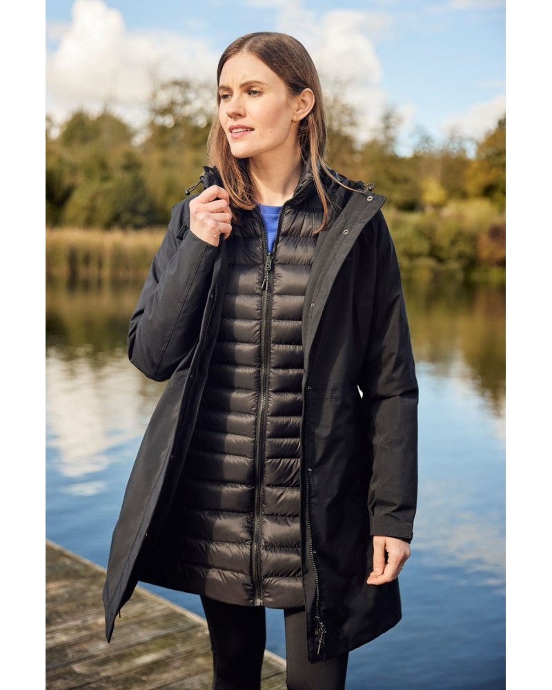 Alaskan Womens Long 3 in 1 Jacket Jet Black $83.30 Jackets