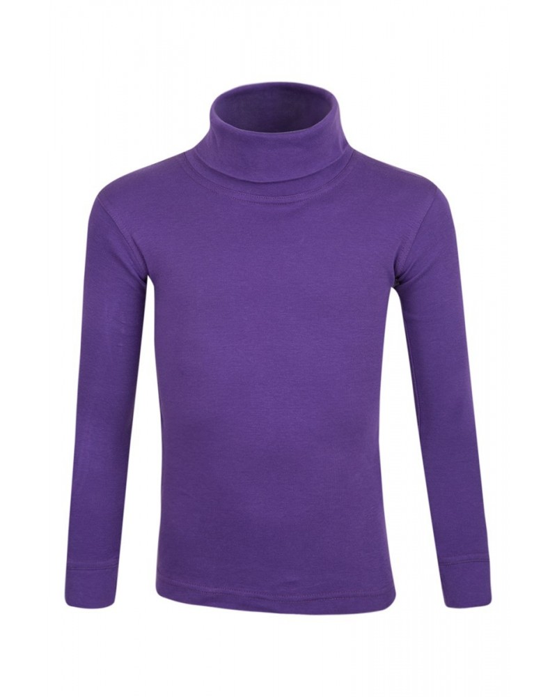 Meribel Kids Cotton Turtle Neck Top Purple $11.59 Base Layers