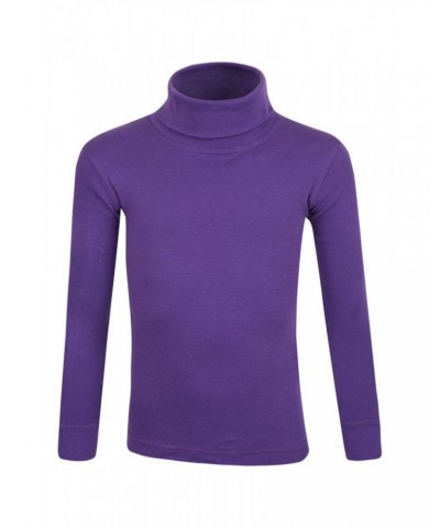 Meribel Kids Cotton Turtle Neck Top Purple $11.59 Base Layers