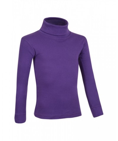 Meribel Kids Cotton Turtle Neck Top Purple $11.59 Base Layers