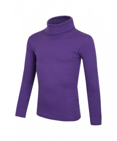 Meribel Kids Cotton Turtle Neck Top Purple $11.59 Base Layers