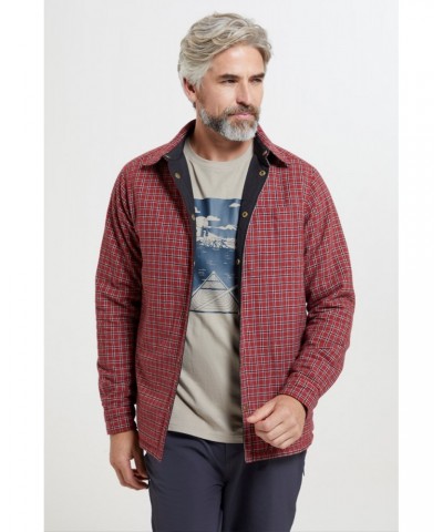 Tyne Mens Reversible Flannel Shirt Dark Red $21.59 Tops