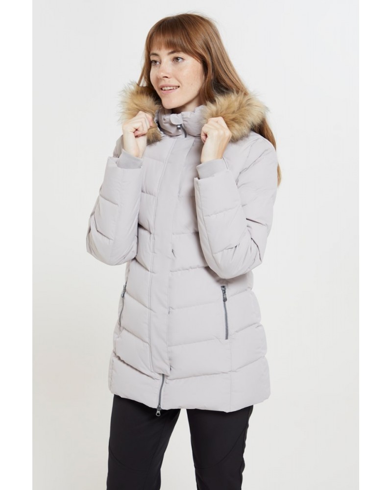 Isla II Womens Long Down Jacket Light Beige $53.90 Jackets