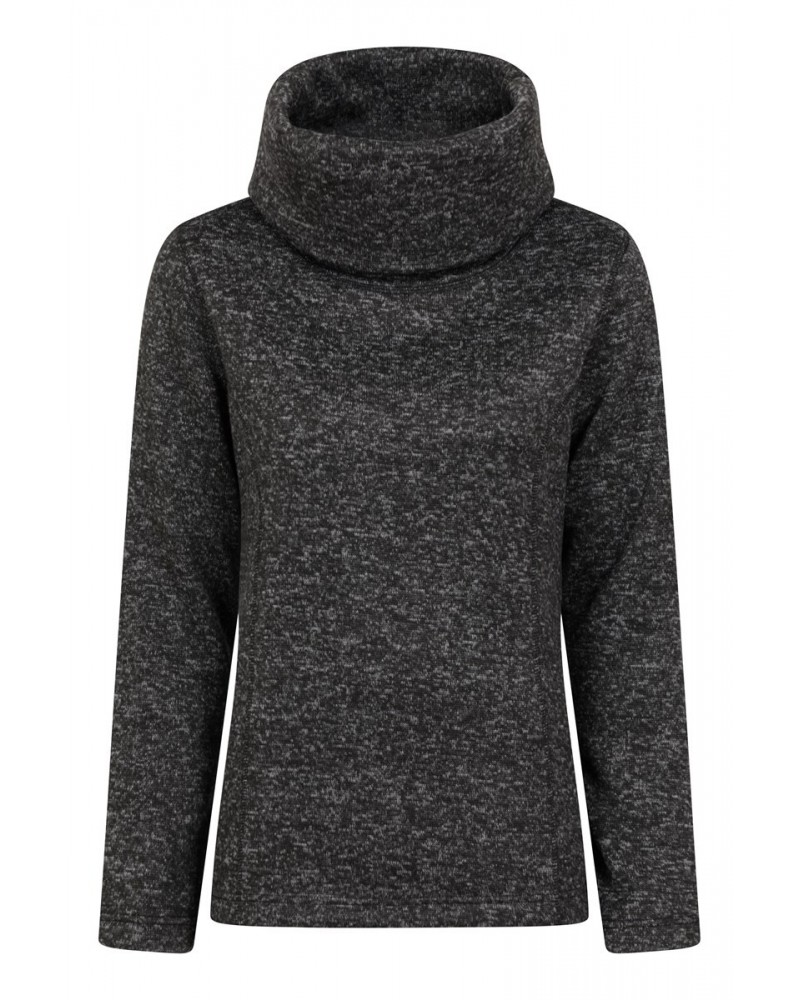 Idris II Womens Cowl Neck Fleece Charcoal $19.79 Fleece