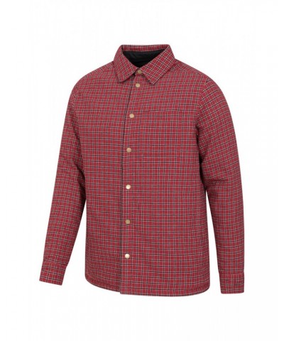 Tyne Mens Reversible Flannel Shirt Dark Red $21.59 Tops