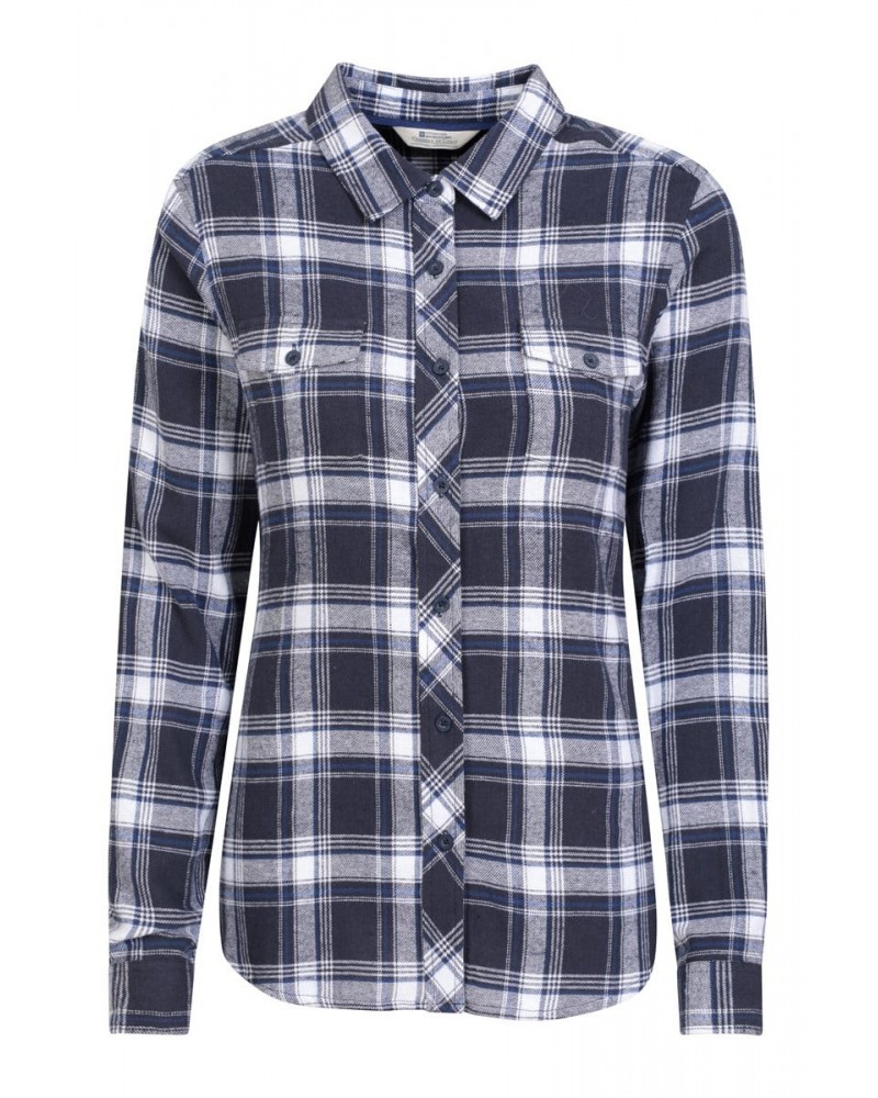 Willow Brushed Flannel Womens Shirt Blue $13.24 Tops