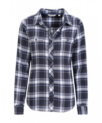 Willow Brushed Flannel Womens Shirt Blue $13.24 Tops