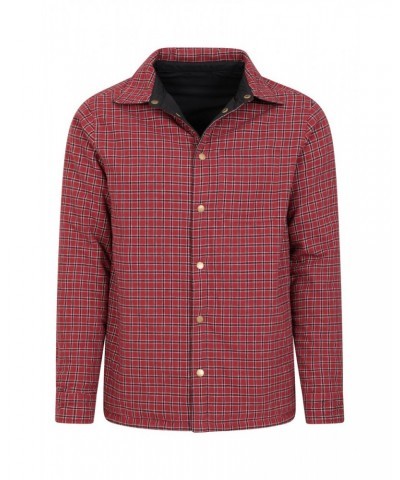 Tyne Mens Reversible Flannel Shirt Dark Red $21.59 Tops