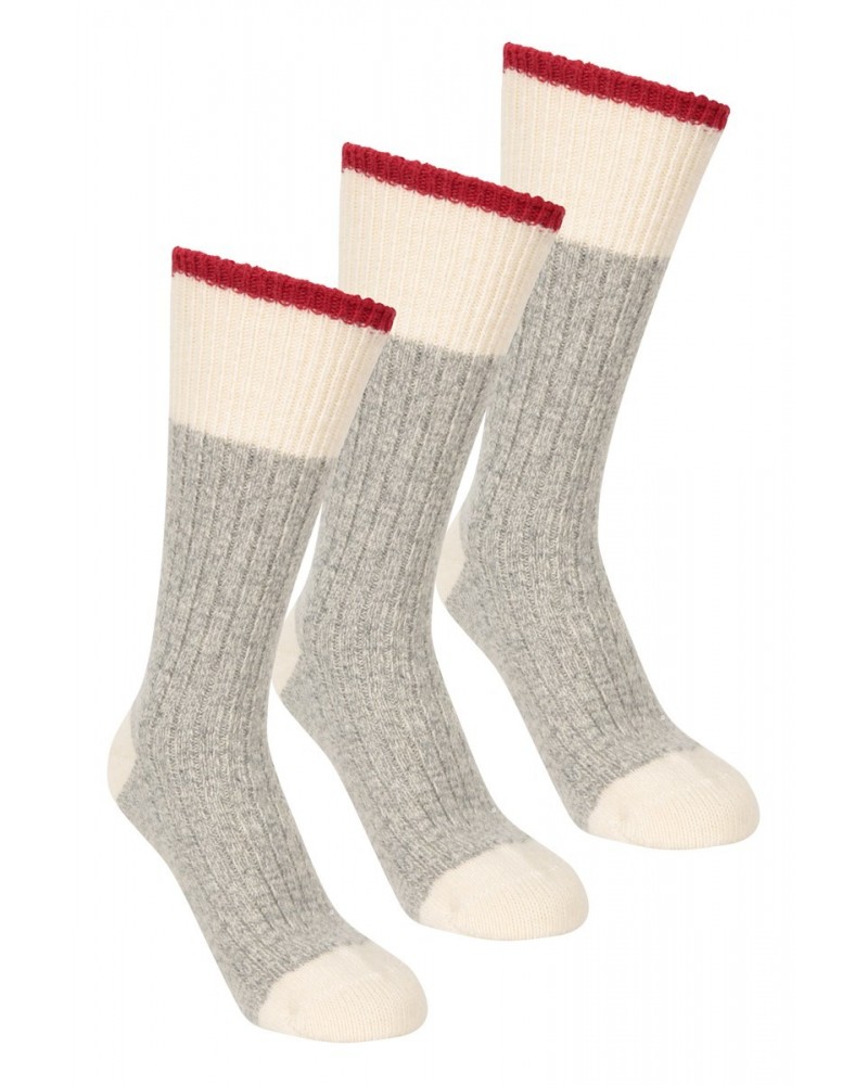 Isowool Mens Chunky Mid-Calf Socks 3-Pack Grey $14.85 Accessories