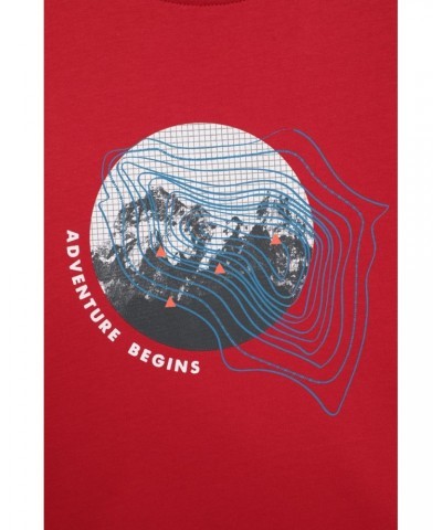 Adventure Begins Organic Cotton Mens T-Shirt Red $13.86 Tops