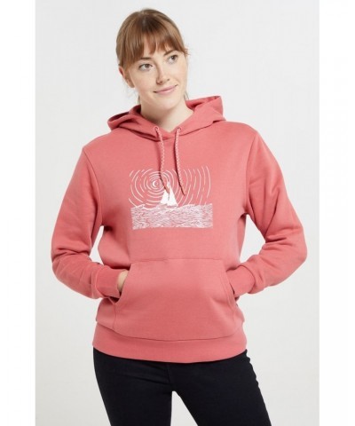 Sail Boat Womens Hoodie Coral $23.99 Tops