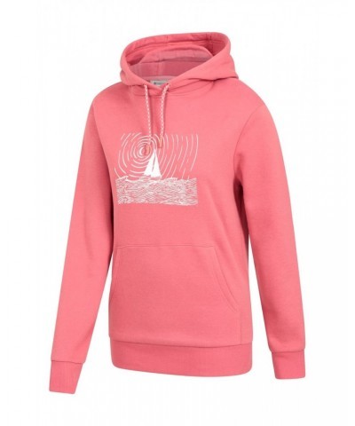 Sail Boat Womens Hoodie Coral $23.99 Tops