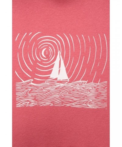 Sail Boat Womens Hoodie Coral $23.99 Tops