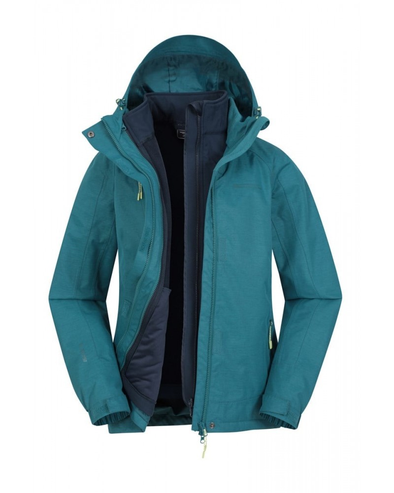 Bracken Melange Womens 3 in 1 Jacket Teal $35.00 Jackets