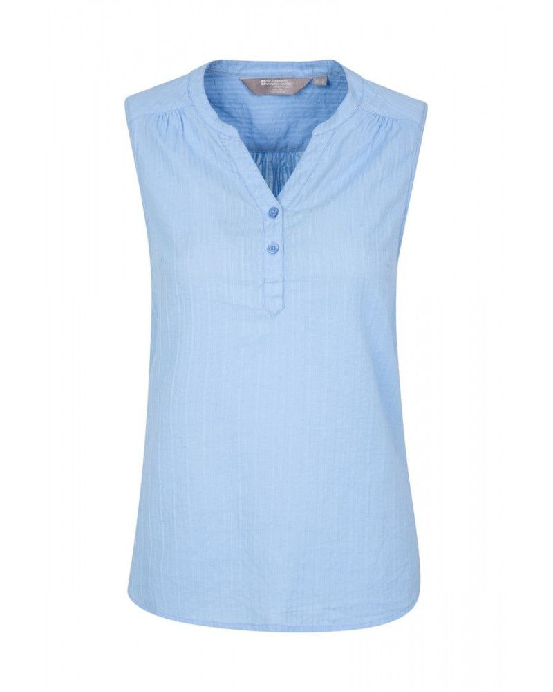 Petra Womens Sleeveless Shirt Pale Blue $17.81 Tops