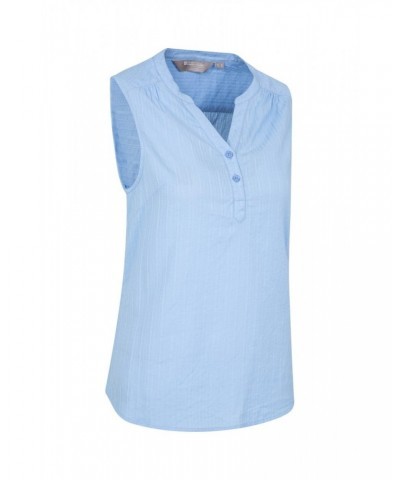 Petra Womens Sleeveless Shirt Pale Blue $17.81 Tops