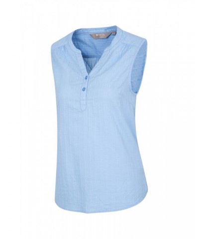 Petra Womens Sleeveless Shirt Pale Blue $17.81 Tops