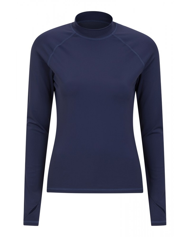 Womens Long Sleeve Rash Guard Navy $16.00 Swimwear