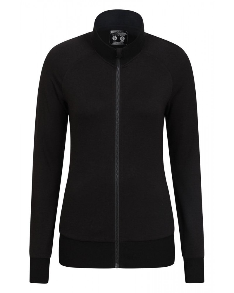 Womens Bamboo Rich Full-Zip Midlayer Black $25.97 Active