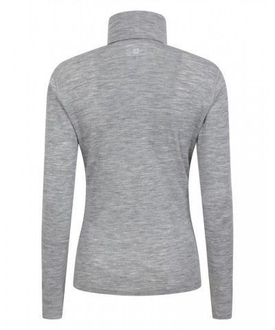 Womens Merino Roll Neck Top Light Grey $22.79 Thermals