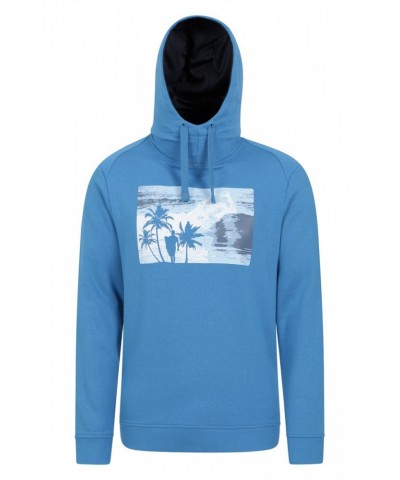 Alder Mens High Neck Printed Hoodie Blue $15.59 Tops