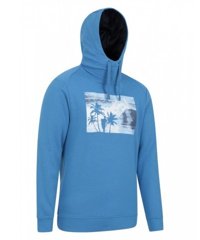 Alder Mens High Neck Printed Hoodie Blue $15.59 Tops