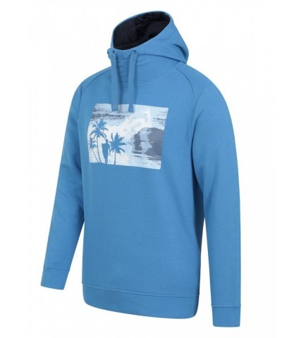 Alder Mens High Neck Printed Hoodie Blue $15.59 Tops