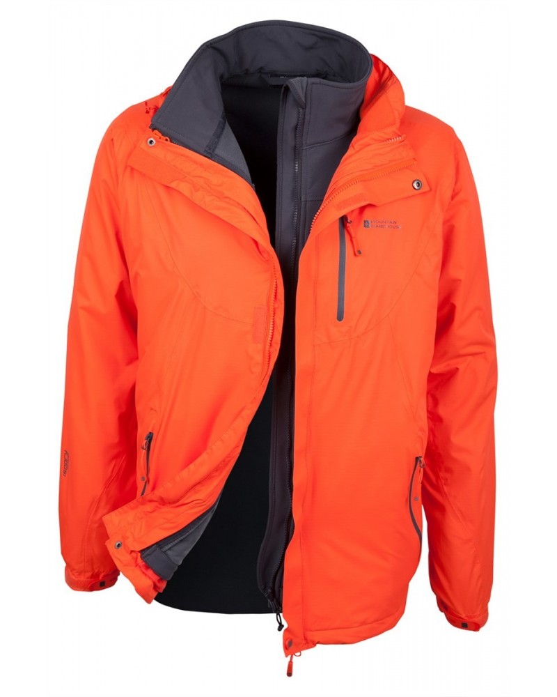 Bracken Extreme 3 in 1 Mens Waterproof Jacket Orange $46.50 Jackets