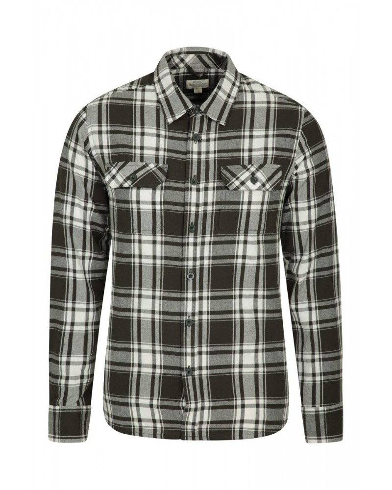 Trace Mens Flannel Long Sleeve Shirt Pale Blue $19.46 Tops