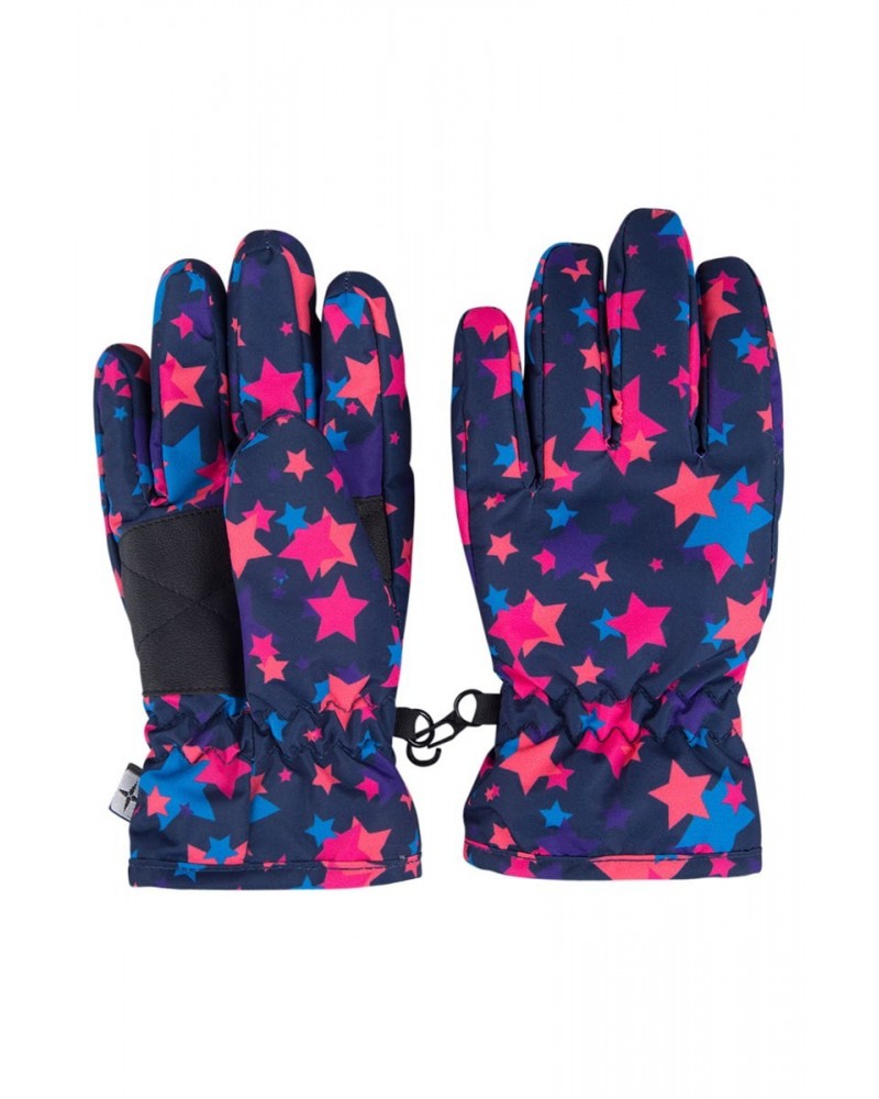 Printed Kids Ski Gloves Navy $11.99 Ski