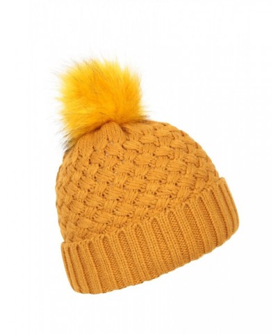 Lisbon Sherpa Lined Womens Thermal Pom-Pom Beanie Soft Yellow $13.20 Accessories