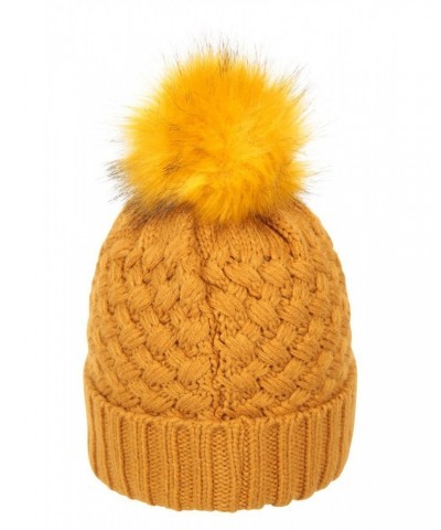 Lisbon Sherpa Lined Womens Thermal Pom-Pom Beanie Soft Yellow $13.20 Accessories