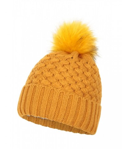 Lisbon Sherpa Lined Womens Thermal Pom-Pom Beanie Soft Yellow $13.20 Accessories