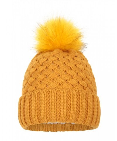 Lisbon Sherpa Lined Womens Thermal Pom-Pom Beanie Soft Yellow $13.20 Accessories