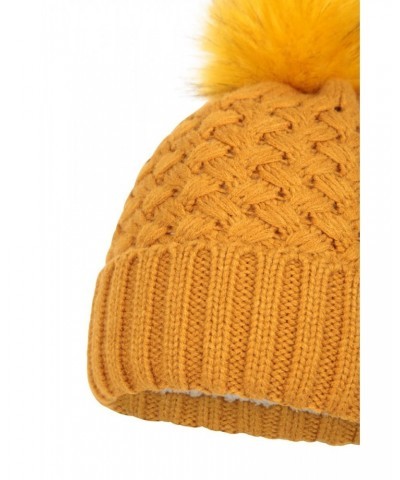 Lisbon Sherpa Lined Womens Thermal Pom-Pom Beanie Soft Yellow $13.20 Accessories